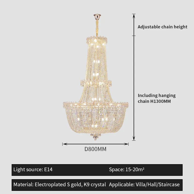 Crystal Luxe Chandelier for Villa Hotel Living Room - European Modern Style