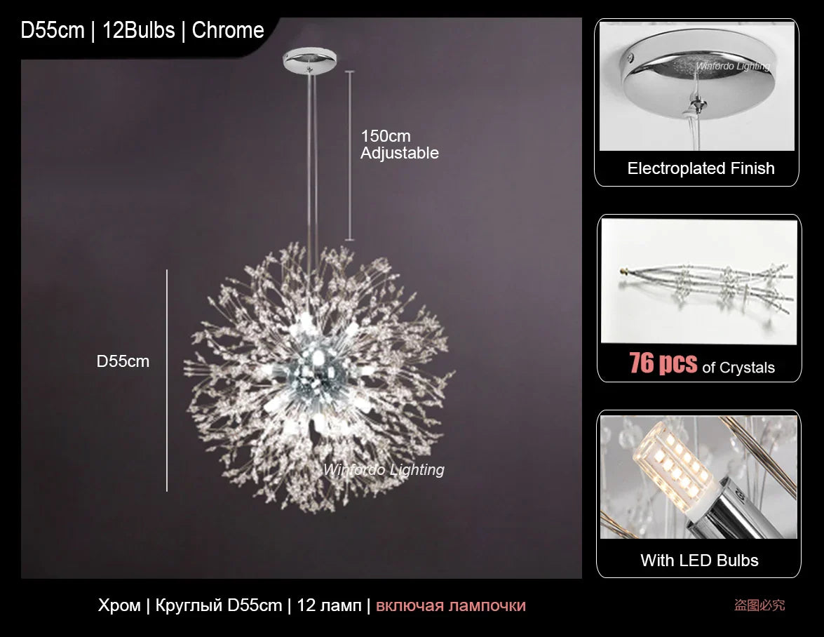 Rectangle Crystal Chandelier - Mid-century Art Deco Long Hanging Lamp