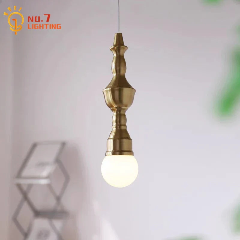 Vintage Industrial Glass Iron Pendant Lights Gold Lustre Roman Column Lamp