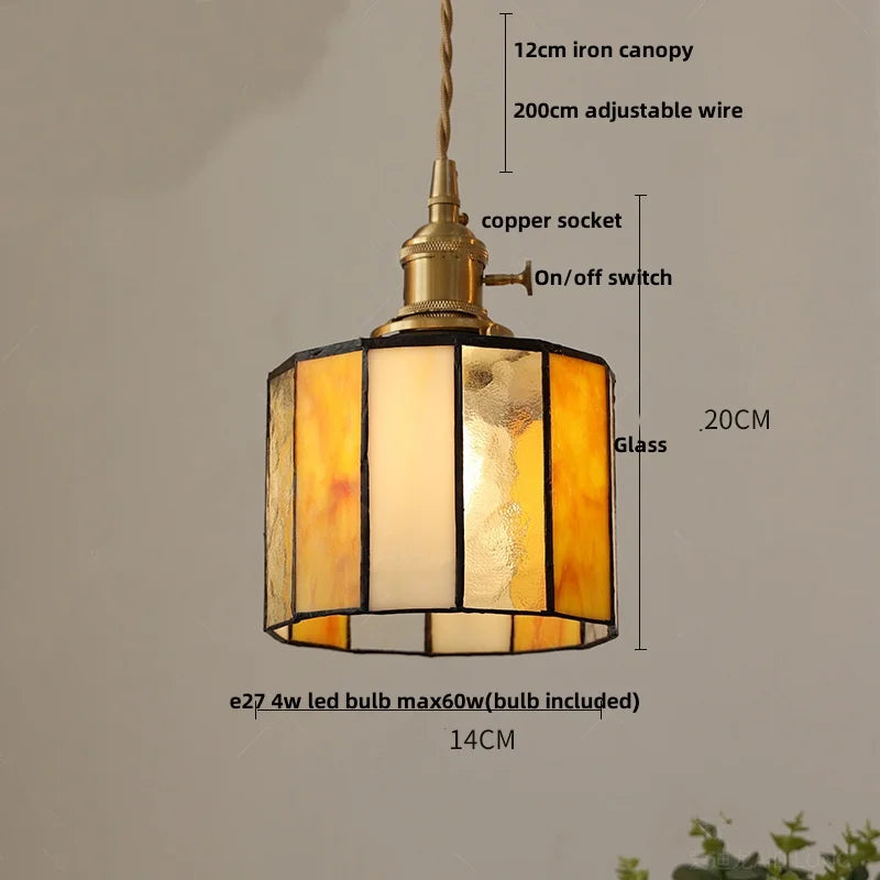 Tiffany Glass LED Pendant Light Fixture for Home Decor and Hotel Dining