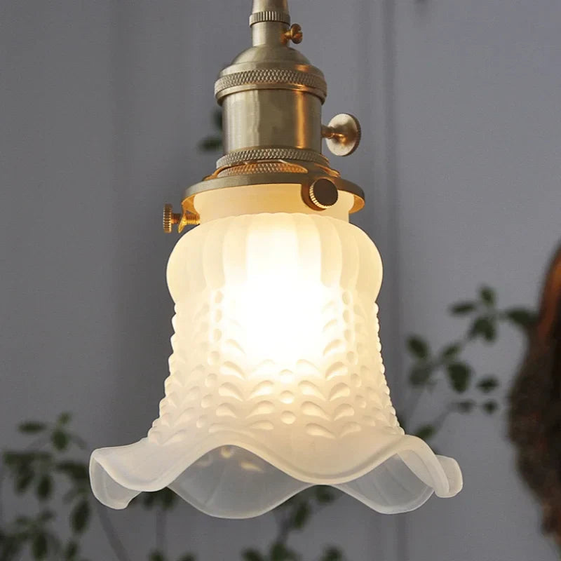 White Bud Glass LED Pendant Light - Modern Kitchen Restaurant Hang Lamp