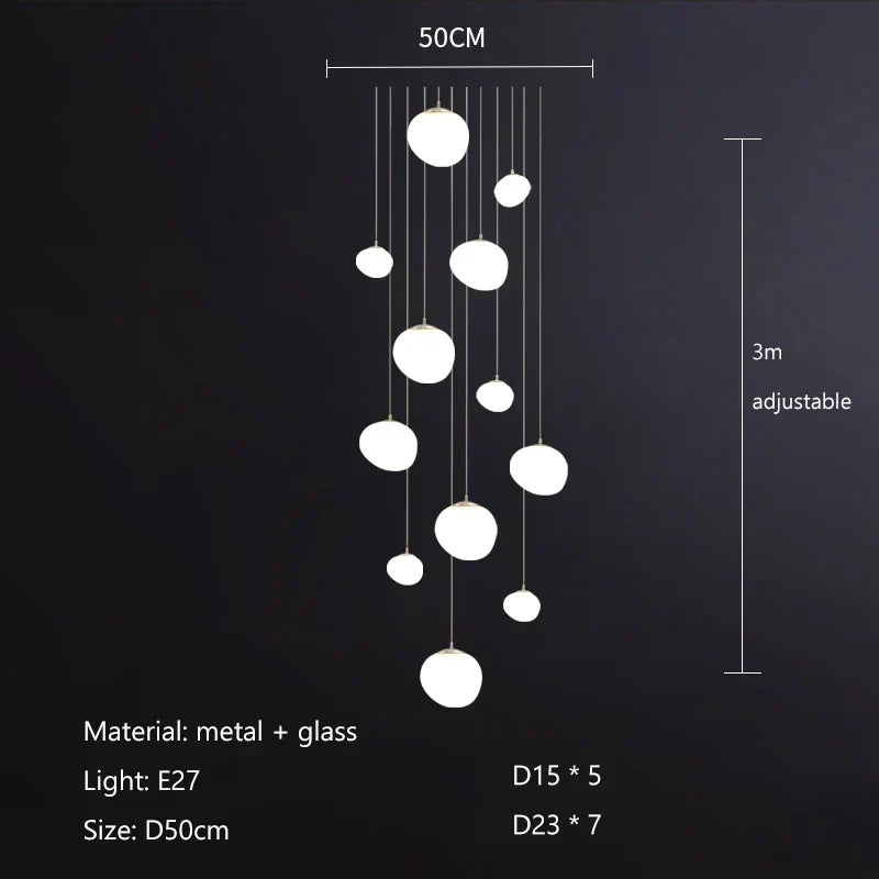 Nordic Glass Lampshade LED Ceiling Chandelier for Home Decoration