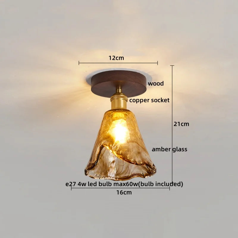 Brass Glass Ceiling Lamp Modern LED Light Fixture - Elegant Home Decor