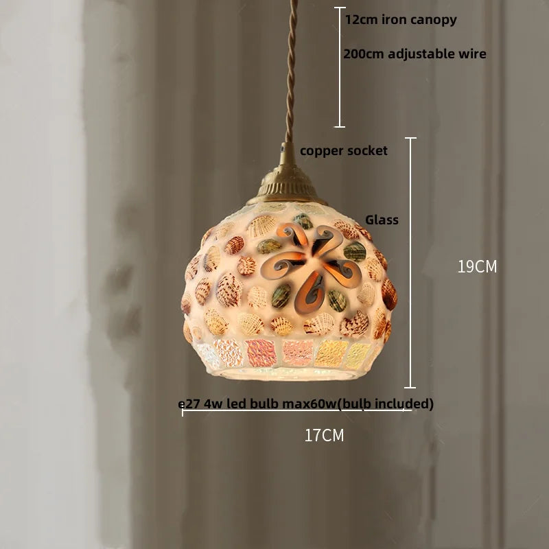 Wood LED Glass Pendant Light: Modern Nordic Adjustable Hanging Lamp