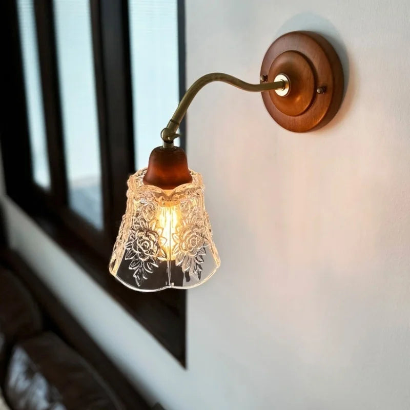 Afralia™ White Glass LED Wall Sconce - French Vintage Copper Applique Murale