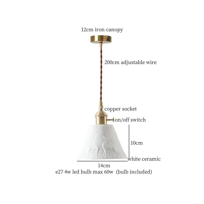 White Ceramic LED Pendant Lamp - Nordic Minimalism Design