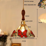 White Glass LED Pendant Light Fixture Walnut Wood Hang Lamp