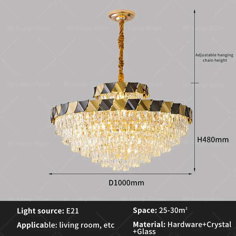 Modern Crystal Chandelier for Living Room Dining Bedroom LED Lighting