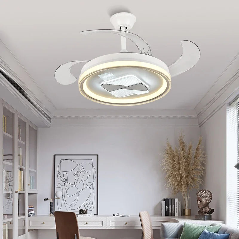 Retractable Fan Lamp: Modern Remote Control Ceiling Fan With Light