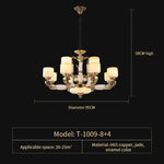 Luxury Chinese Style Copper Jade Living Room Chandelier