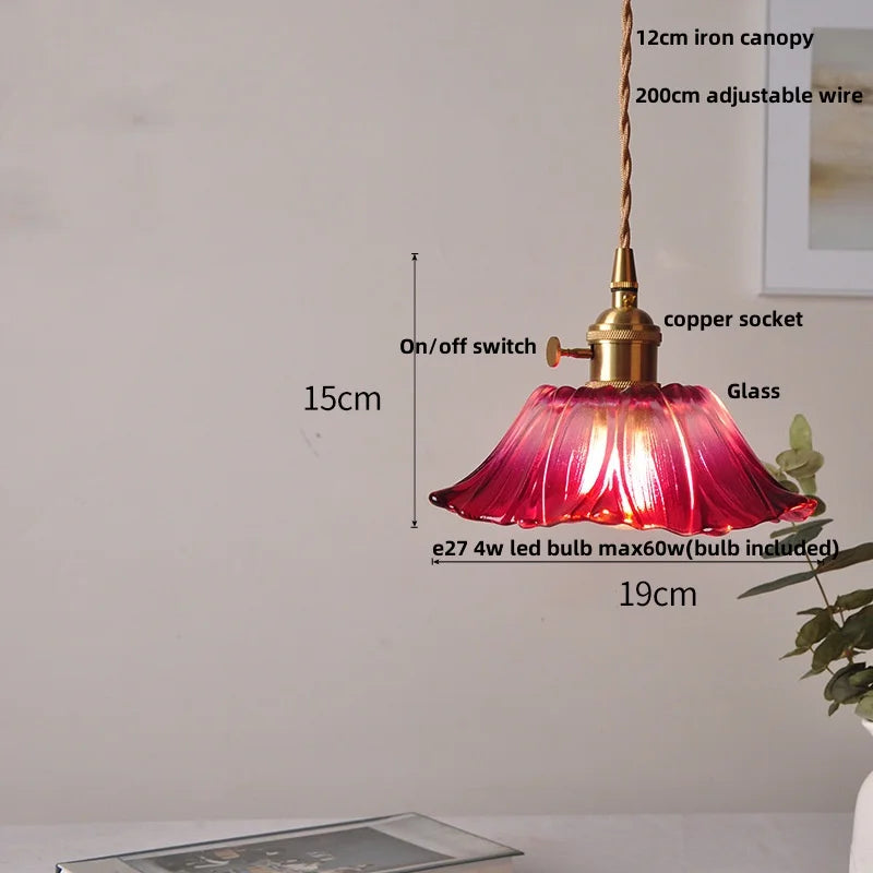 Yellow Glass LED Pendant Lights with Adjustable Hanging Lamp