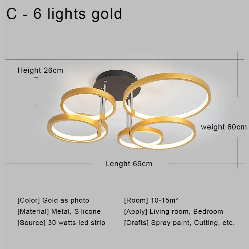 LED Ceiling Chandelier Remote Control Living Room Bedroom Kitchen Lamp White