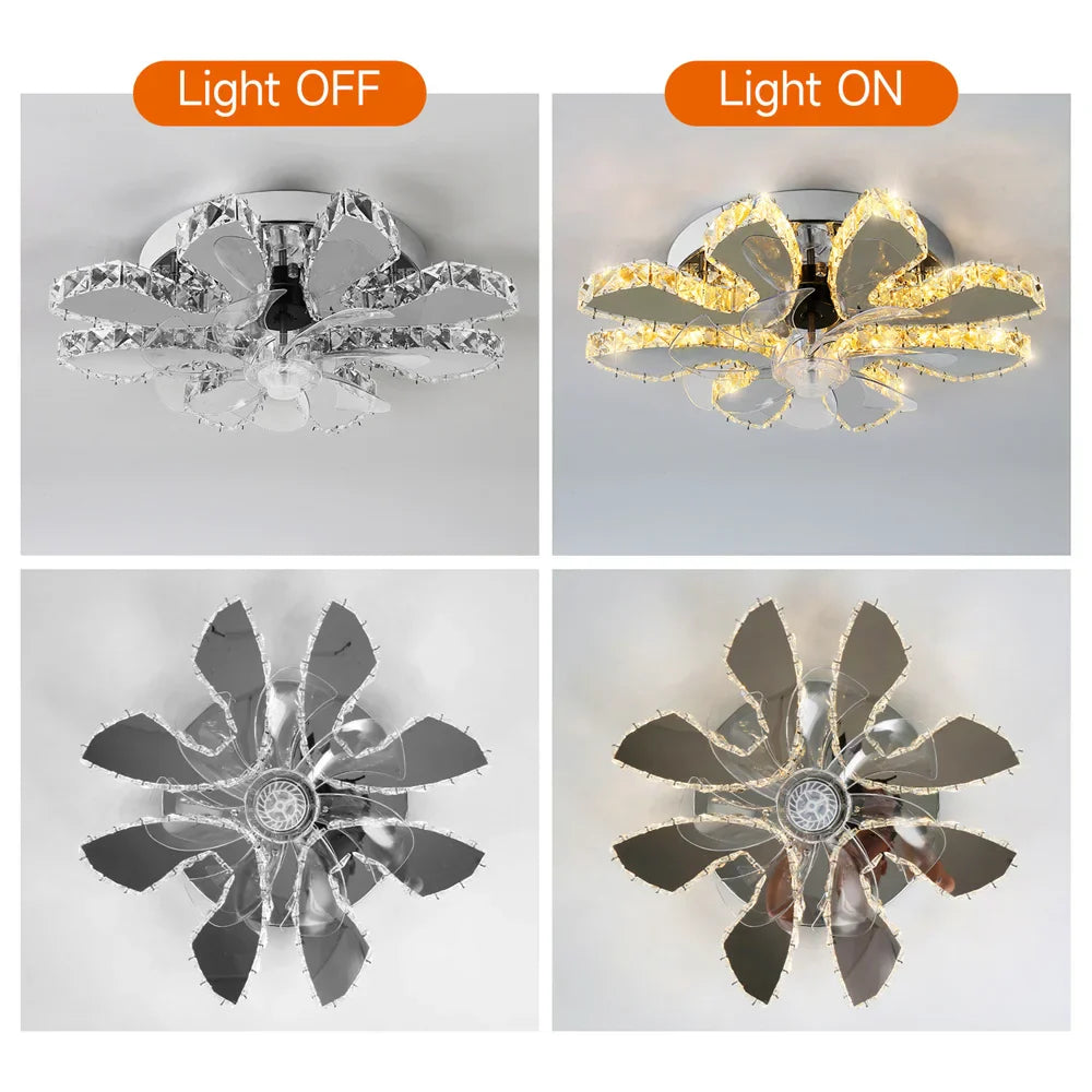 Crystal Ceiling Fan: LED Remote Control Chandelier for Bedroom & Living Room