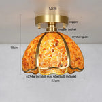 Copper Canopy LED Ceiling Light Glass Crystal Nordic Modern Decor for Home