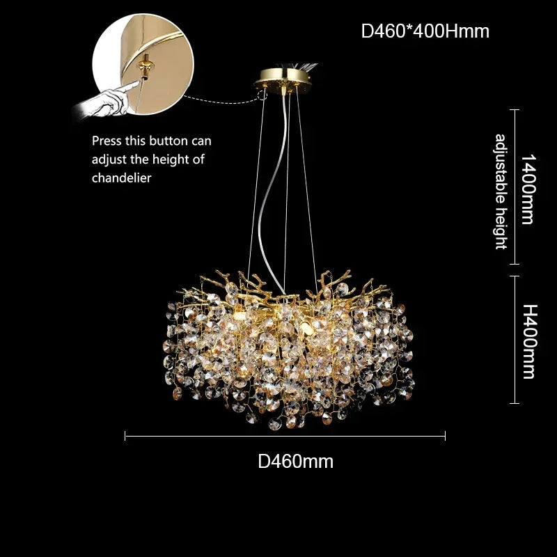 Large Crystal Chandelier for Dining Room - Nordic LED Island Hanging Light