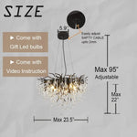 Crystal Chandelier: Black/Gold/Chrome Ceiling Lamp for Living Room & Dining Table