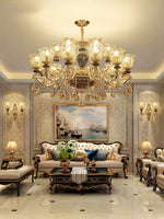 Luxury Crystals Chandelier Ceramic Crystal Lamp for Living Room Bedroom
