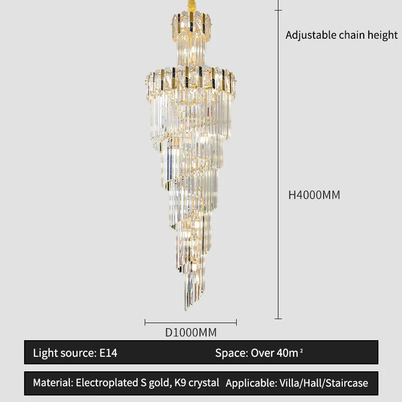Rotating Crystal Stairwell Chandelier