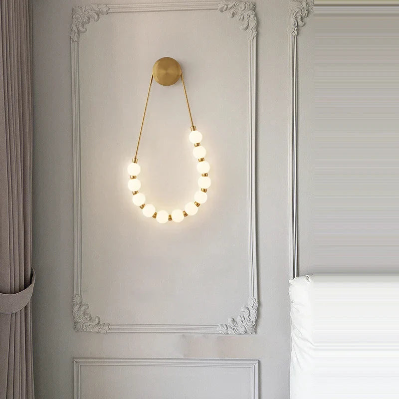 Black Gold LED Her Necklace Wall Lamp Sconce for Bedroom & Corridor