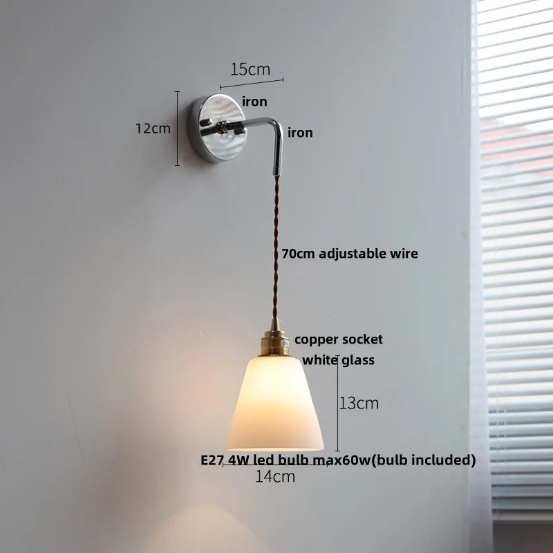 Afralia™ Ceramic LED Wall Lamp with Pull Chain Switch, Adjustable Stair Light Sconce
