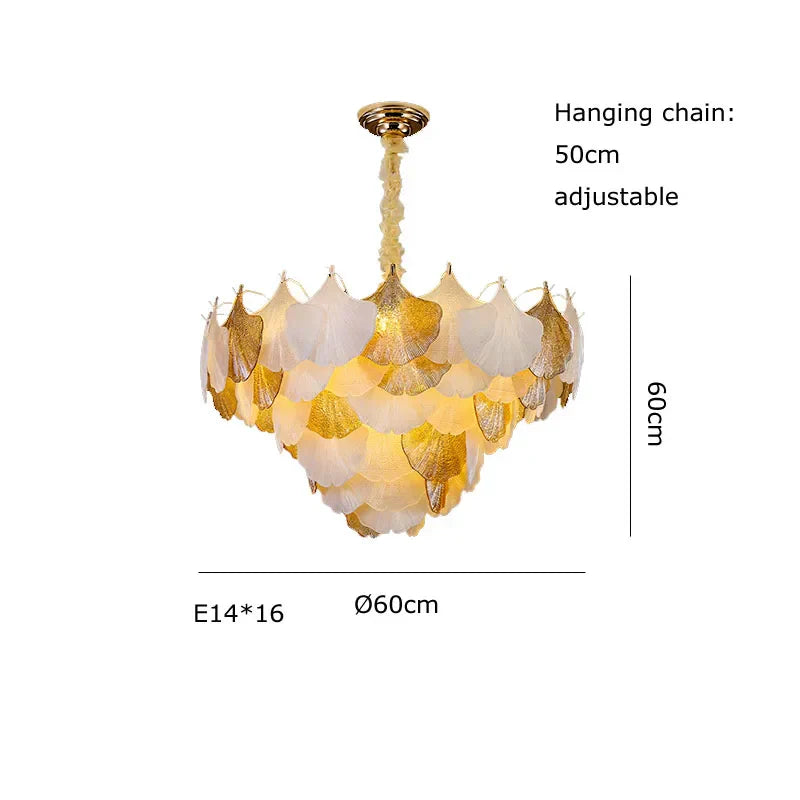 Ginkgo Gold LED Chandelier Fixture for Living Room