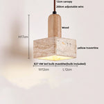 Yellow Travertine Stone Pendant Lamp for Bedroom Balcony Cafe, 2m Wire, Nordic Modern Style