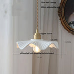 White Ceramic LED Pendant Light Fixture, Modern Nordic Hanging Lamp