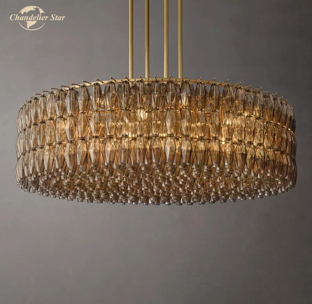 LED Smoke Glass Chandelier Pendant Light for Living Room Decor