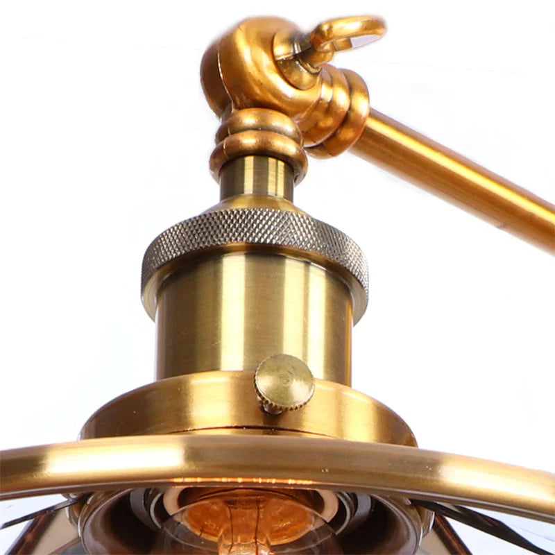 Vintage Gold Industrial Wall Lights with Pull Chain Switch and 2 Heads