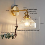 Clear Glass Copper Socket LED Wall Lamp with Pull Chain Switch
