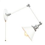 Vintage White LED Wall Sconce Stair Light Fixture with Pull Chain Switch
