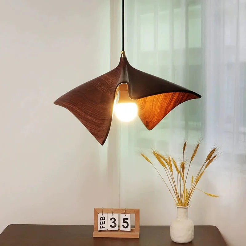 Retro Wood Color LED Chandelier for Restaurant Bar Dining Room