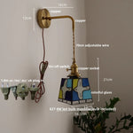Tiffany Style Peace Dove Glass Wall Sconce LED Lamp with Adjustable Wire and Pull Chain Switch.