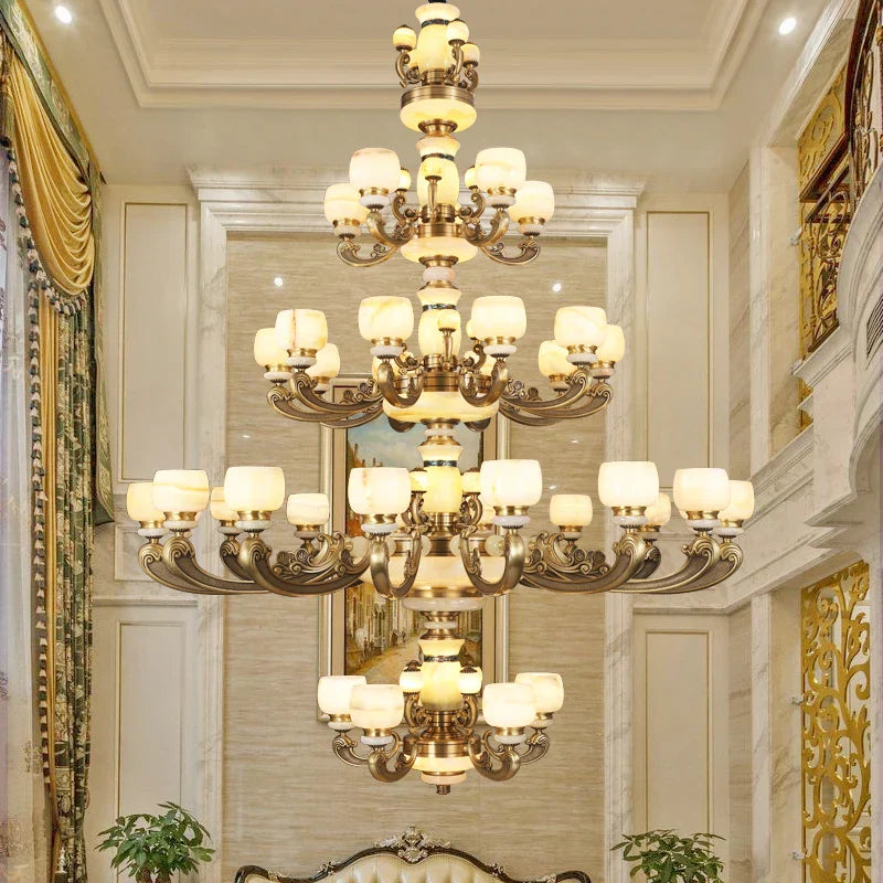 Jade Chandelier: Stylish Chinese Zen Living Room Lamp for Duplex Building by Guangdong Zhongshan