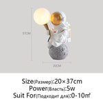 Astronaut Moon Planet Table Lamp Night Light Bedroom Decor Spaceman Theme