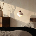 Wood Stone LED Pendant Light Yellow Travertine Modern Luminaria