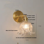 Vintage Glass Wall Sconce - LED Pull Chain Switch Up Down Rotate Wall Lamp