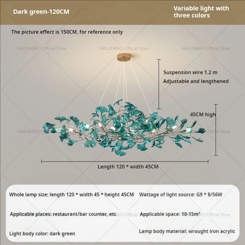 Gingko Leaf Chandelier: Modern Luxury Art Decor for Home, Restaurant & Bar