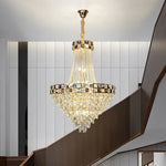 Crystal Chandelier: Smart Dimming Duplex Villa Pendant for Luxe Living Rooms