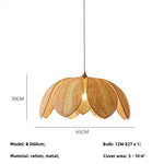 Wabi Sabi Rattan Pendant Lights for Dining Room - Petal Design LED Droplight