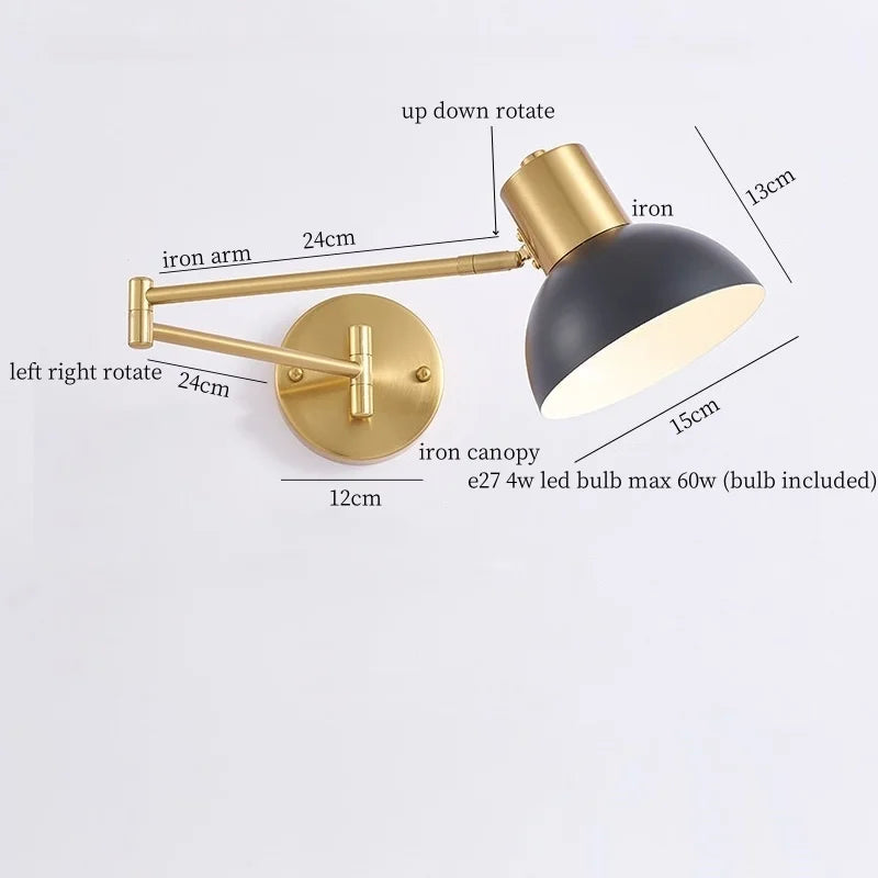 Afralia™ Long Arm LED Wall Lights Fixture Bedroom Living Room Stair Mirror Bedside Lamp