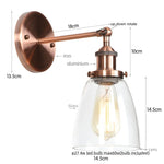 Vintage Single Arm LED Wall Lamp Iron Glass Retro Stair Light