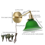 Green Glass LED Wall Sconce, Pull Chain Switch, for Bedside, Bathroom, Living Room