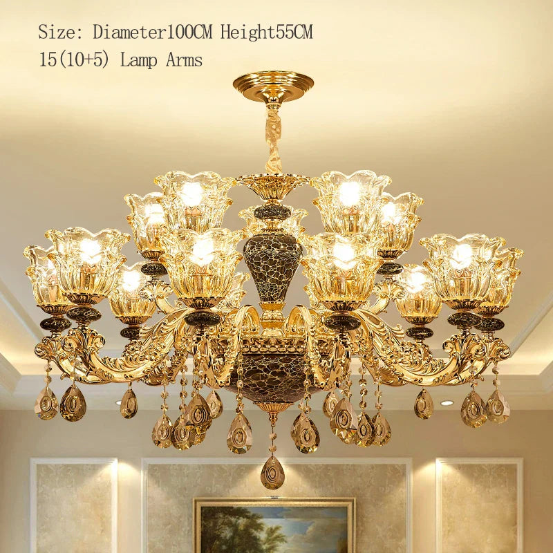Luxury Crystals Chandelier Ceramic Crystal Lamp for Living Room Bedroom