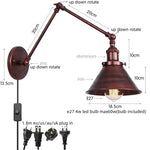 Afralia™ Gold Long Arm LED Wall Sconce with Pull Chain Switch