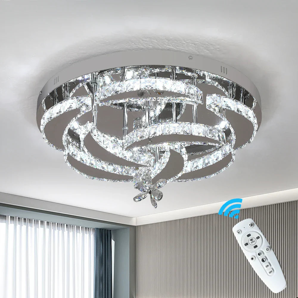 Luxury Crystal LED Chandelier Ceiling Lamp for Living Dining Room