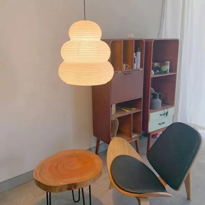 Wabi-sabi Rice Paper Pendant Lights Japanese Chandelier Home Decor Hanging Light