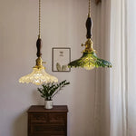 Japanese Style Green Glass LED Pendant Chandelier for Home Decor