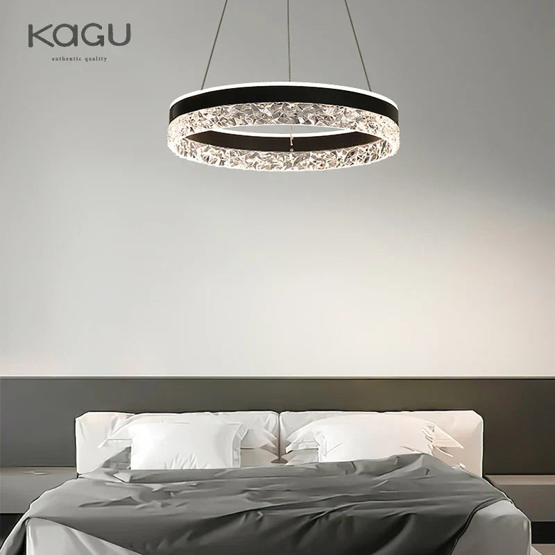Crystal Rings LED Chandelier Black&White Frame