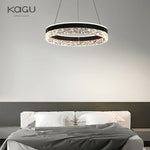 Crystal Rings LED Chandelier Black&White Frame